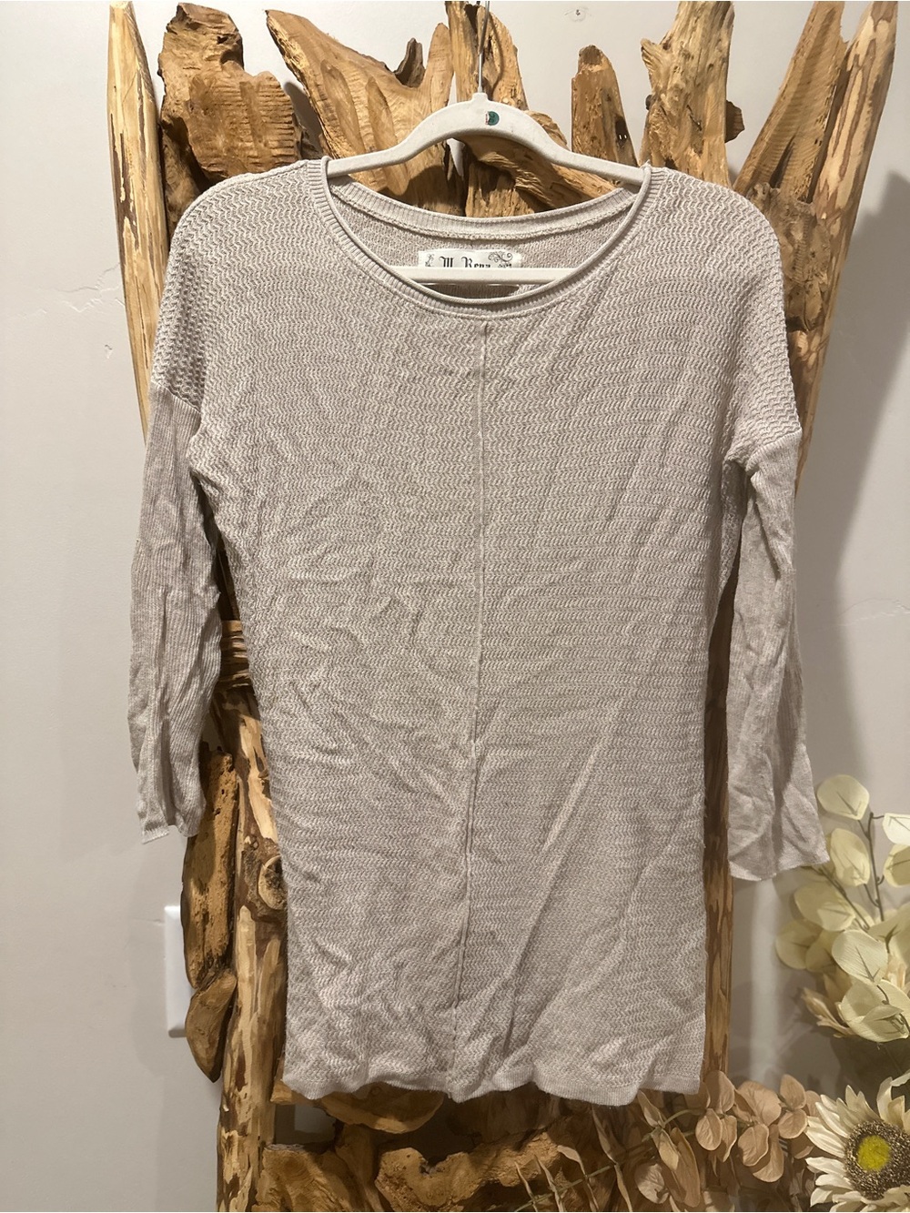 M. Rena Light Taupe Knit Long Sleeve Top